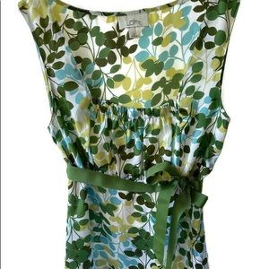 Anne Taylor Loft green/blue floral print top